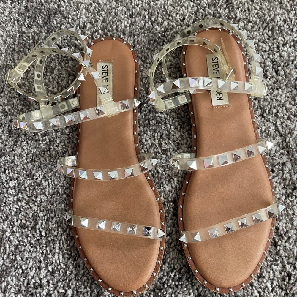 Steve Madden Travel Sandal Size 7.5 Clear & Silver - Picture 3 of 6